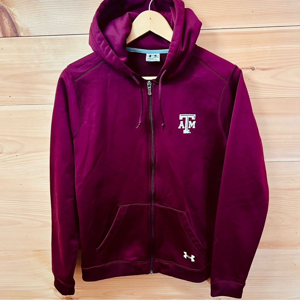 Under Armour Sporty Maroon Unisex Texas A&M Aggies Zip Hoodie Jacket Size M
